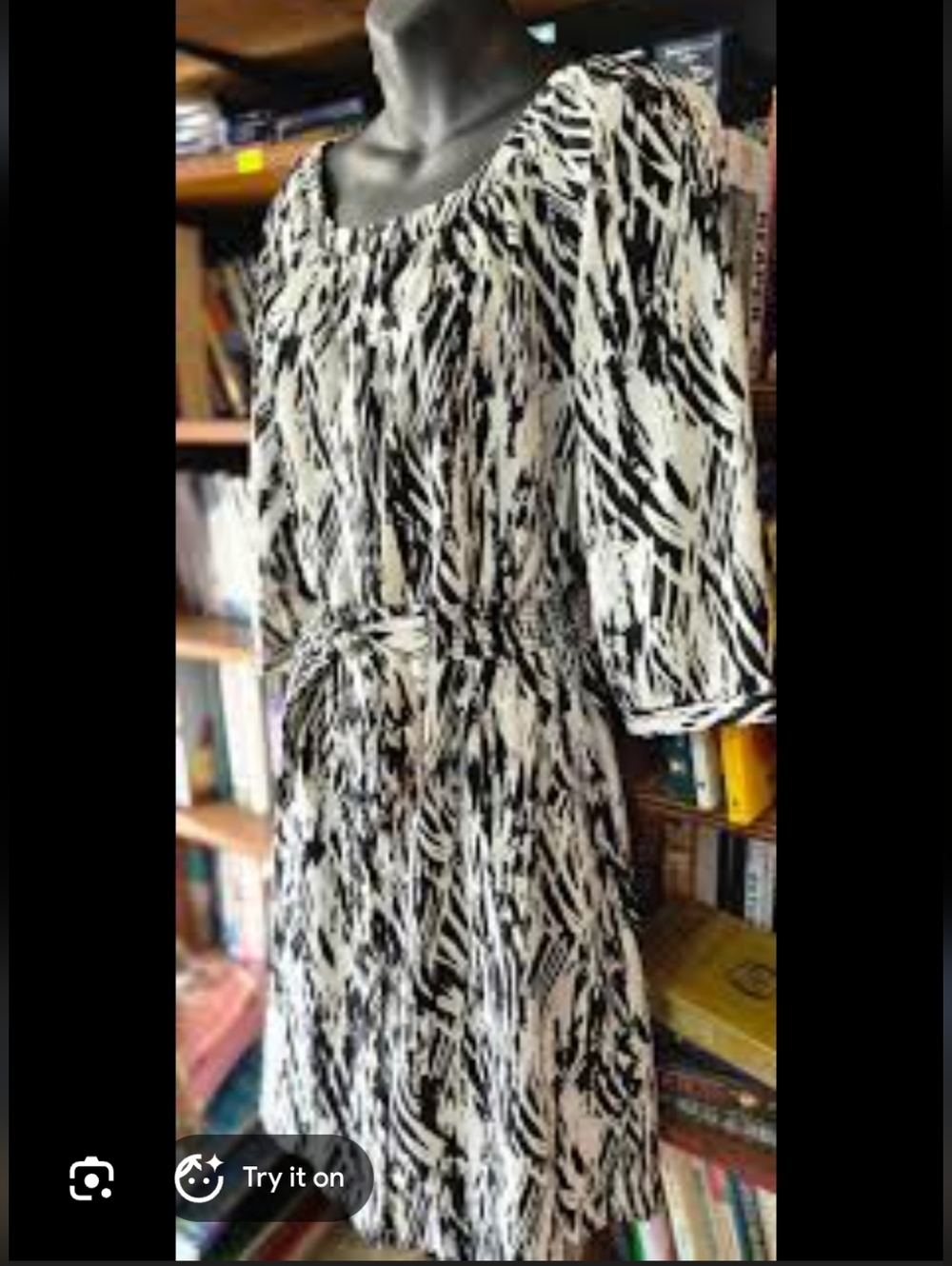 Millenium Black & White Abstract Print Peasant Dress